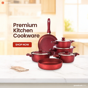 Grandi Cook Titanium set10 pcs Stewpot 18-20-22-28+Round Oven tray26+ Fry pan26 2.5ml