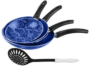 Grandi Cook Marble Fry Pan Set 18-20-24-30 + Kitchen tool