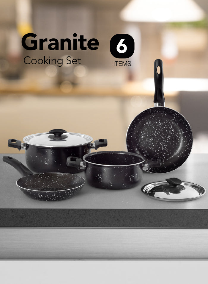 Grandi Cook Marble Set 6 Pcs Stewpot 20-24 Frypan 18-22