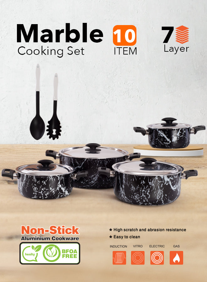 Grandi Cook Marble set 10 pcs Stewpot 16-18-22-26 + 2 Kitchen Tools Free